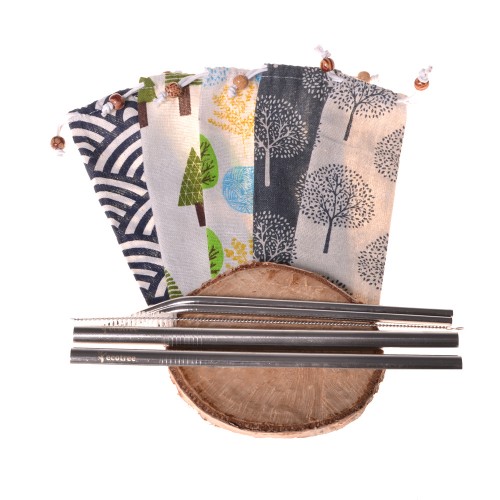 Pailles en inox Ecotree (4pcs) + pochette